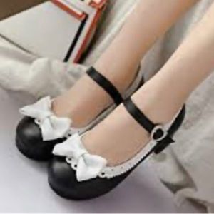ELFY WOMEN BOW MARY JANE SHOES ANKLE STRAP LOLITA SWEET BLOCK MID HEELS PUMPS